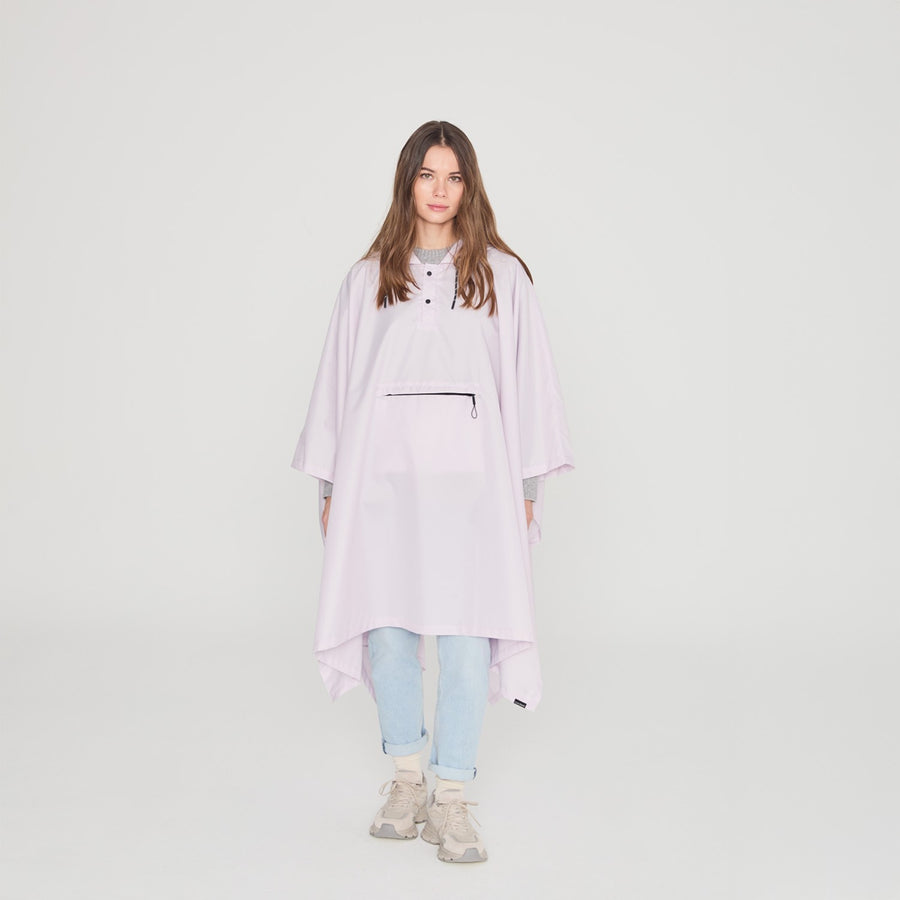 Pluvion opvouwbare regenponcho dames lichtroze – gerecycled polyester