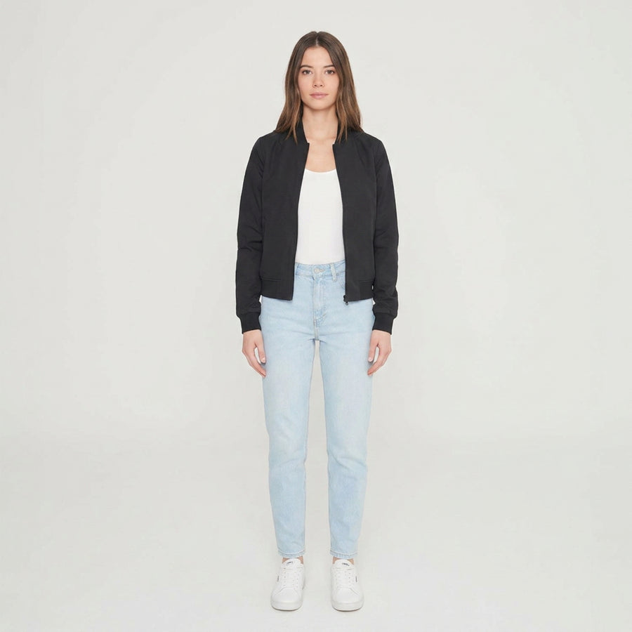 Pluvion opvouwbare regenjas dames zwart – water repellent bomber studio